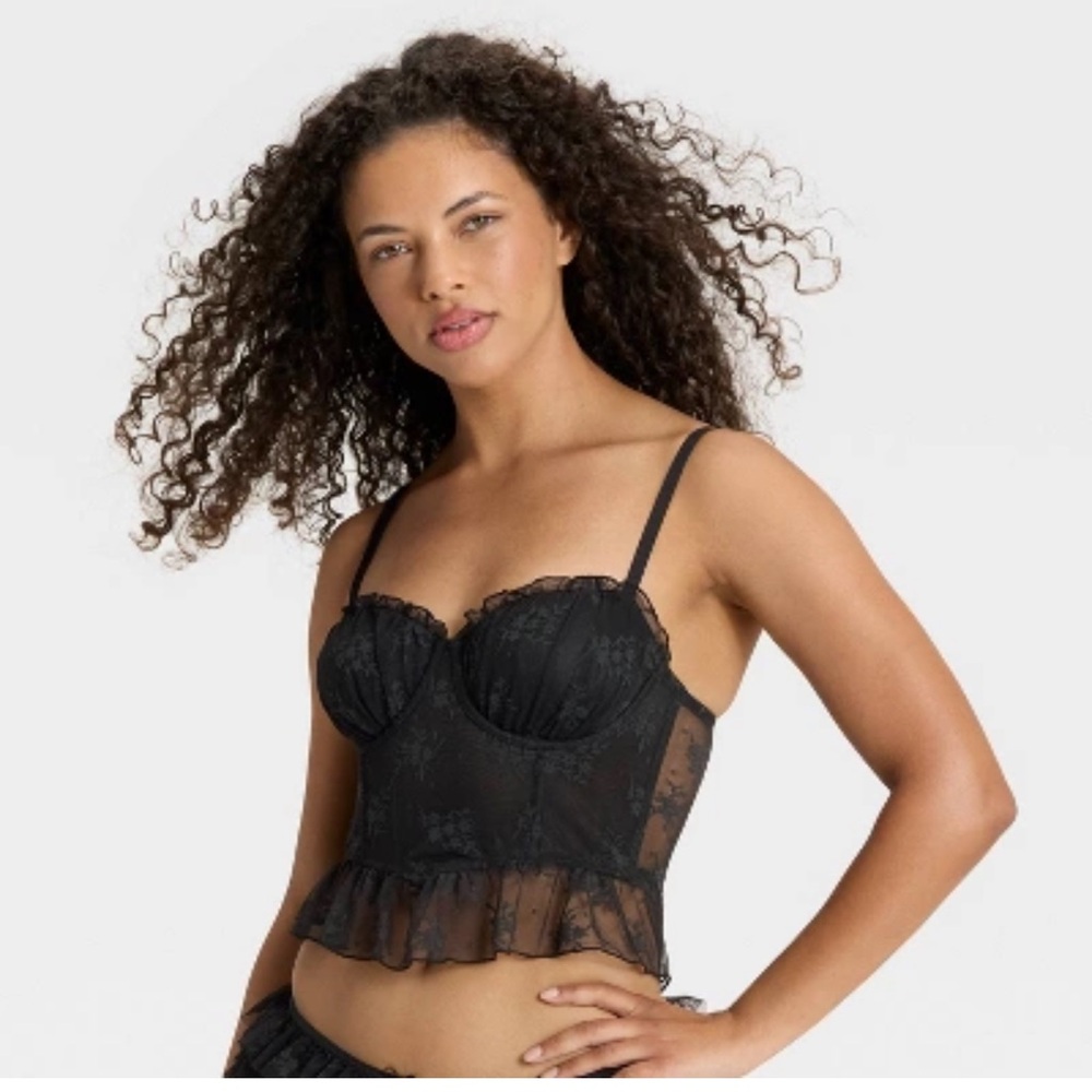 Wild Fable Black Sheer Lace corset Bralette XS - Picture 1 of 7